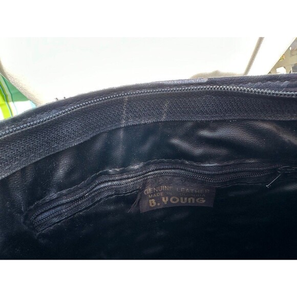 Vintage B Young Blue Leather Crossbody Handbag Pockets Lined Pocketbook Clutch - Picture 5 of 9